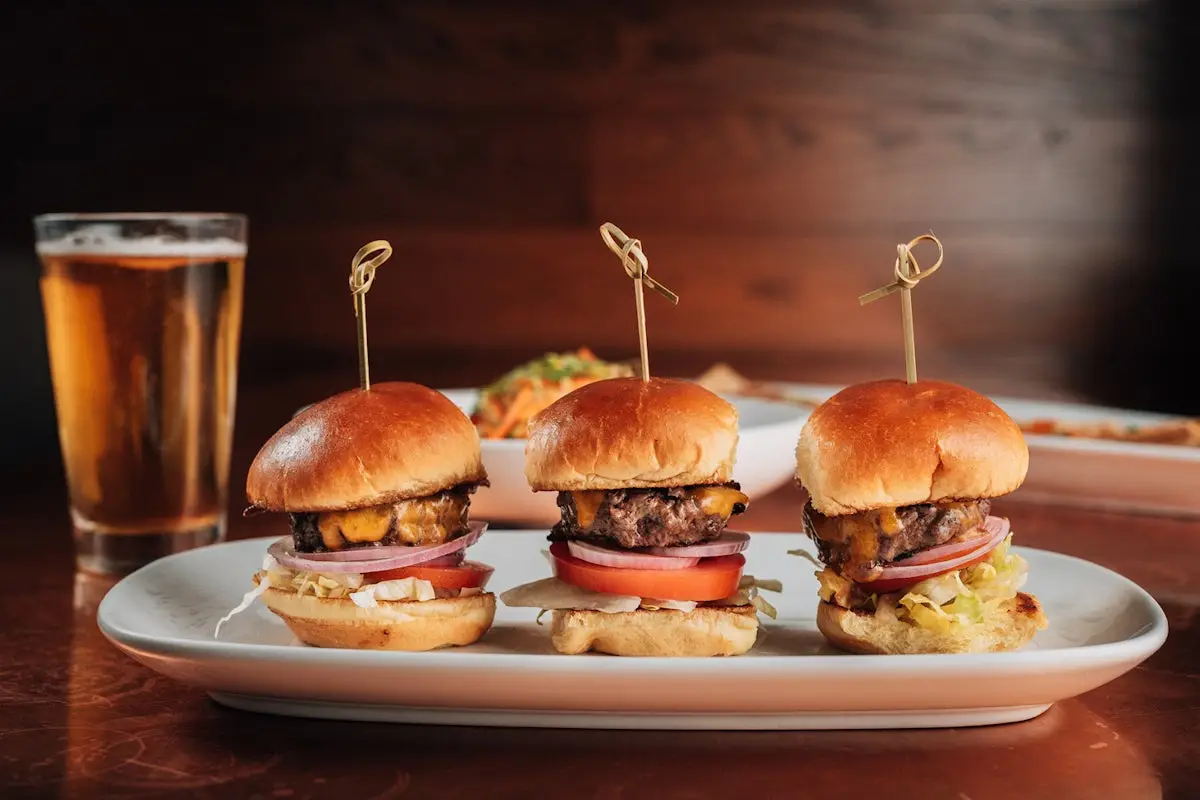 City Works, 3 sliders and a draft beer.