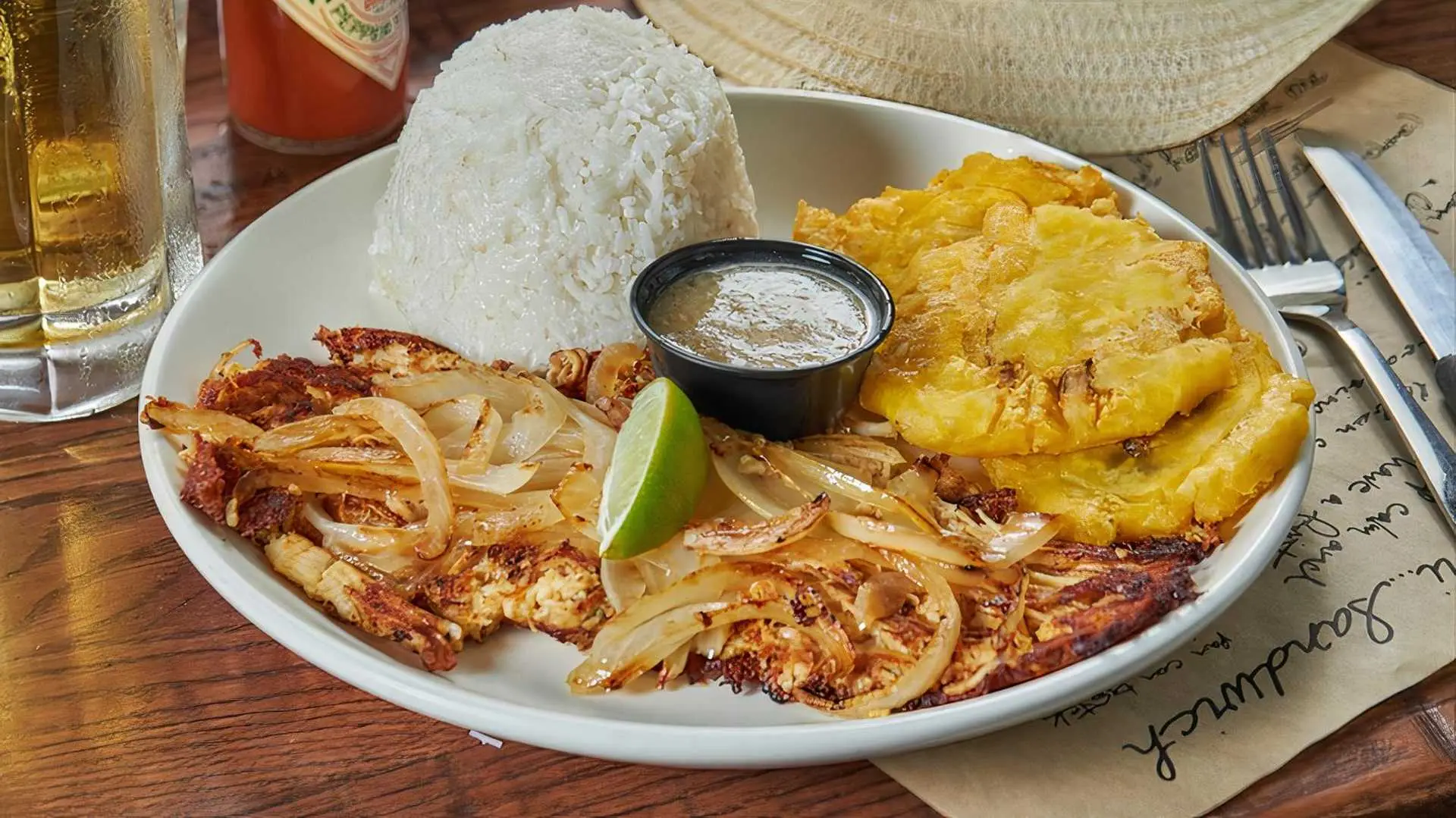 Mojo Shredded Chicken: Flat iron Mojo shredded chicken 48 hours marinated, cooked onion