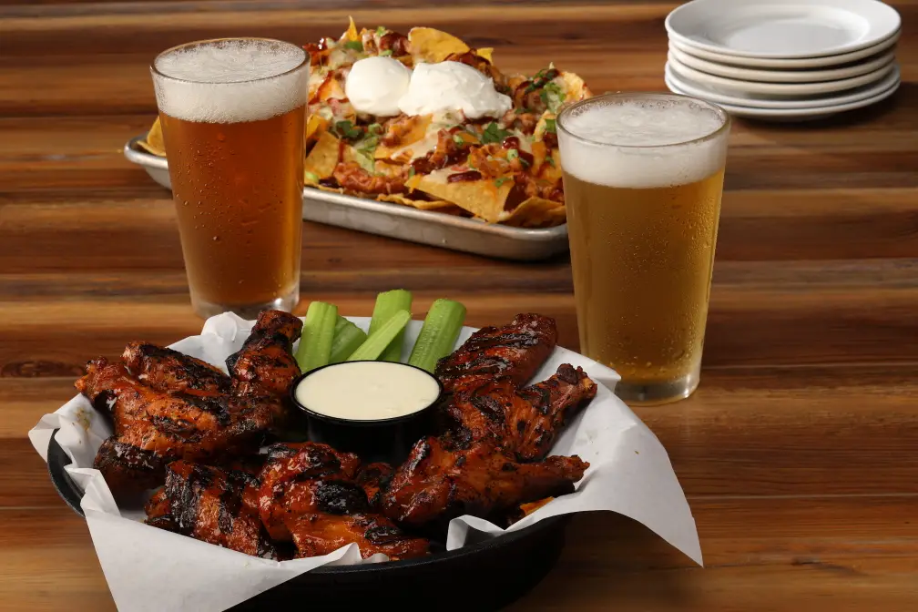 Teriyaki Wings, Beer and Nachos Deluxe