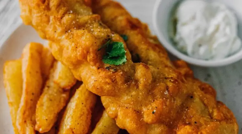 BEER BATTERED FISH & CHIPS with Malt Vinegar with Malt Vinegar